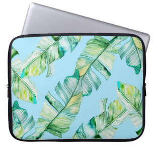 Vattenfärgstropiska löv, sömlös illustration. laptop fodral
