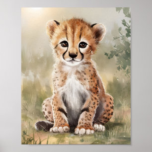 Vattenfärgstryck av Gepard för Väggdekor Poster