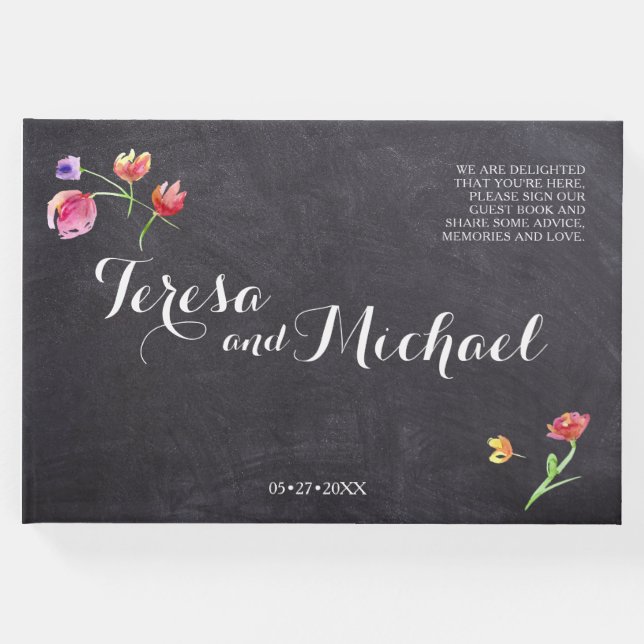 Vattenfärgstryck, färgsfärgsfärgsfärgsfärg, rustik gästböcker (Framsida)