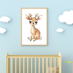 Vattenfärgstryck för barnkammare med Bambi - Digit Poster