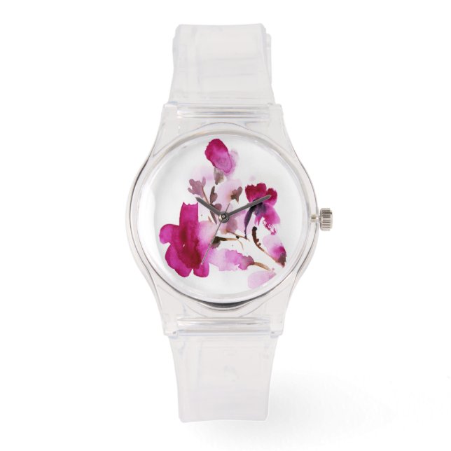 Vattenfärgstryck för blommigt av abstrakt 4 armbandsur (Framsida)