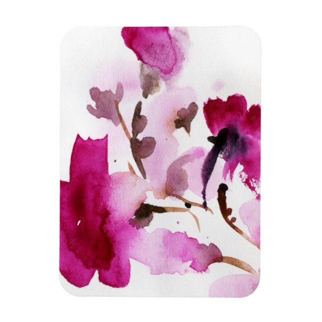 Vattenfärgstryck för blommigt av abstrakt 4 magnet (Vertikal)