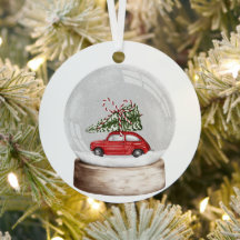 Vattenfärgstryck för en Julglob i snö