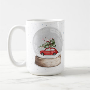 Vattenfärgstryck för en Julglob i snö Kaffemugg