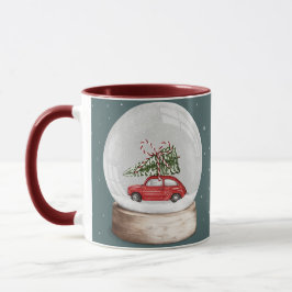 Vattenfärgstryck för en Julglob i snö Mugg