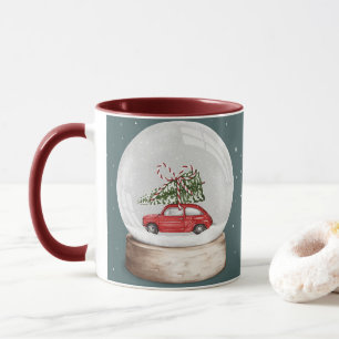 Vattenfärgstryck för en Julglob i snö Mugg