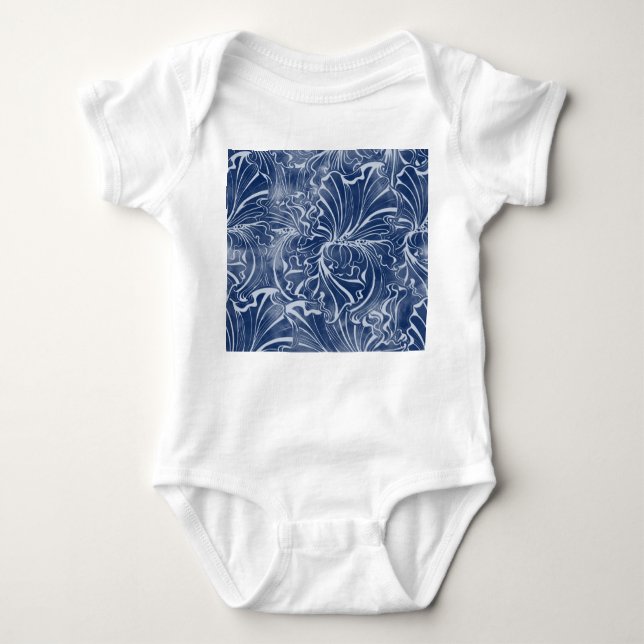 Vattenfärgstryck: Indigo Vintage Nouveau T Shirt (Framsida)