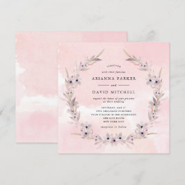 Vattenfärgstryck|  Rosa Blommigt Utandning Inbjudningar