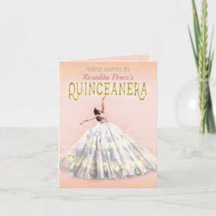 Vattenfärgstryck Rosa Guld Quinceanera Finare Inbjudan