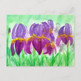 Vattenfärgstrykning i blått och Lila Tones Helg Vykort