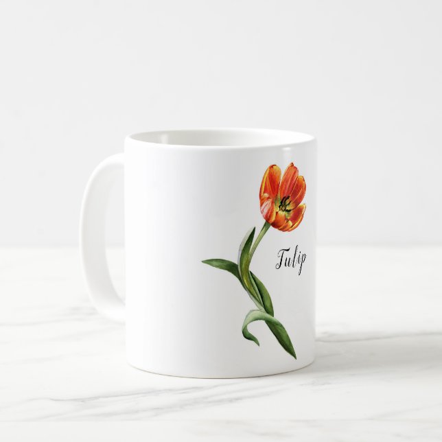 VattenfärgsTulip-Blommigt Kaffemugg (Framsida vänster)