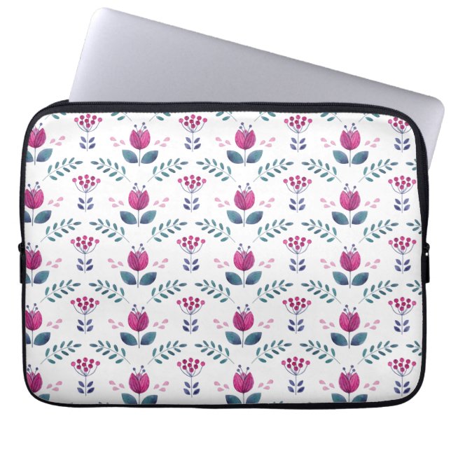 VattenfärgsTulip Rosa Laptop Fodral (Framsidan)