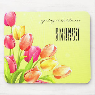 VattenfärgsTulips Bouquet Monogram Musmatta