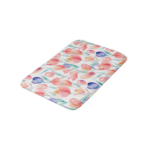 VattenfärgsTulips Mönster Bath Mat Badrumsmatta