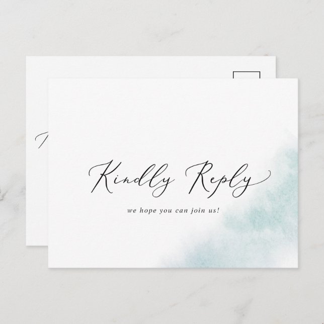 Vattenfärgstvätt | Blå sång RSVP vykort (Fram/baksida)