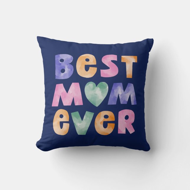 Vattenfärgstypografi Bästa Mamma någonsin Kudde (Framsida)