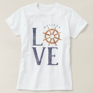 Vattenfärgstypografi för Nautisk Kärlek + Fraktens T Shirt