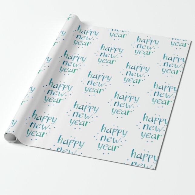 Vattenfärgstypografi Gott nytt år-design Presentpapper (Utrullad)