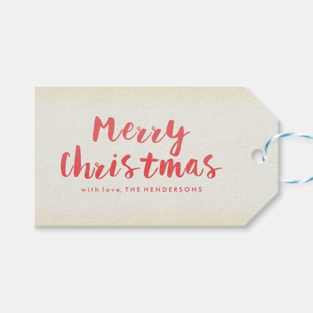 Vattenfärgstypografi och Rand God jul Presentetikett (Framsidan (Horisontell))