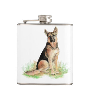 Vattenfärgstyska Shepherd Hund Pet Cute Animal Fickplunta