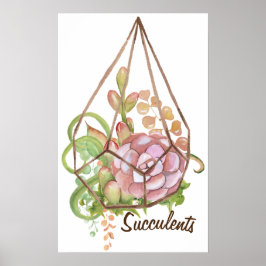 Vattenfärgsucculents Terrarium Poster