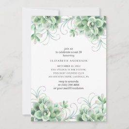 Vattenfärgsuckor Söt 16. Greenery cactus Inbjudningar