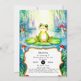 Vattenfärgsungar Frog Birthday Inbjudningar