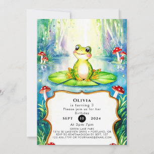 Vattenfärgsungar Frog Birthday Inbjudningar