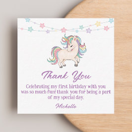 vattenfärgsunicorn-tack, flicka 1 år anteckningskort