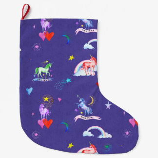 Vattenfärgsunicorns Stor Julstrumpa