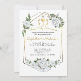 Vattenfärgsunionen Vit ros Geometric Ram Inbjudningar