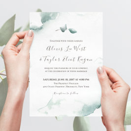 Vattenfärgsuppdatering av eukalyptus Bröllop Inbjudningar