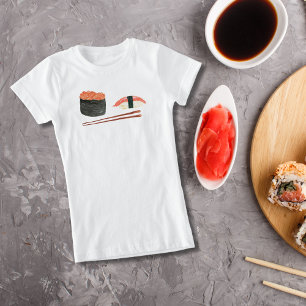 Vattenfärgsushi och chopstift t shirt
