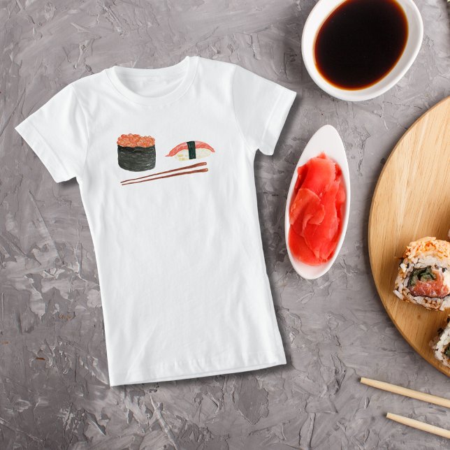 Vattenfärgsushi och chopstift t shirt (Skapare uppladdad)