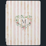 vattenfärgsutandningsmonogram för blommigt av rand iPad skydd<br><div class="desc">vattenfärgsfärgad rand i pastelltoner med vår blommigt krans och ett serif-teckensnittsmonogram som är enkelt att anpassa</div>