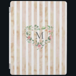 vattenfärgsutandningsmonogram för blommigt av rand iPad skydd<br><div class="desc">vattenfärgsfärgad rand i pastelltoner med vår blommigt krans och ett serif-teckensnittsmonogram som är enkelt att anpassa</div>