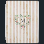 vattenfärgsutandningsmonogram för blommigt av rand iPad skydd<br><div class="desc">vattenfärgsfärgad rand i pastelltoner med vår blommigt krans och ett serif-teckensnittsmonogram som är enkelt att anpassa</div>