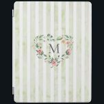 vattenfärgsutandningsmonogram för blommigt av rand iPad skydd<br><div class="desc">vattenfärgsfärgad rand i pastelltoner med vår blommigt krans och ett serif-teckensnittsmonogram som är enkelt att anpassa</div>