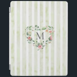 vattenfärgsutandningsmonogram för blommigt av rand iPad skydd<br><div class="desc">vattenfärgsfärgad rand i pastelltoner med vår blommigt krans och ett serif-teckensnittsmonogram som är enkelt att anpassa</div>