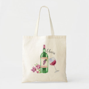 Vattenfärgsutkast, Blommigt och Vin Tygkasse