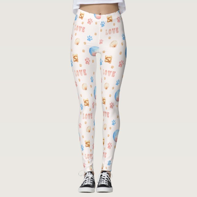 Vattenfärgsutkast "KÄRLEK" med Hund Leggings (Framsida)