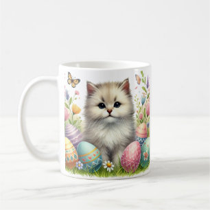 Vattenfärgsutkast Påsk Cat Mugg - Pastel Vår Desig
