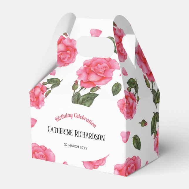 Vattenfärgsutkast Rosa ros Shabby chic Presentaskar (Framsidan Sidan)