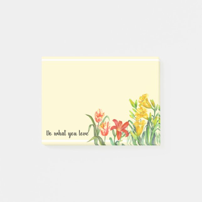 Vattenfärgsutkast Vibrant Vår blommor Blommigt Des Post-it Block (Framsida)