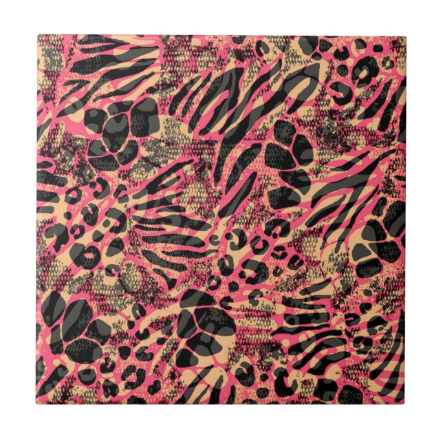 Vattenfärgsutskrift av Animal Safari Kakelplatta (Framsidan)