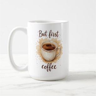 Vattenfärgsutskrift av kaffet Kopp Art - men först
