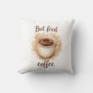 Vattenfärgsutskrift av kaffet Kopp Art - men först Kudde