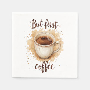Vattenfärgsutskrift av kaffet Kopp Art - men först Pappersservett
