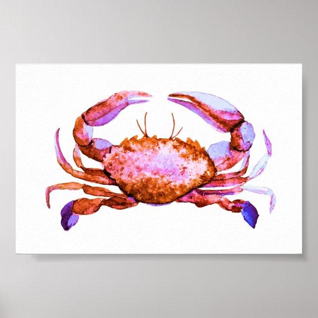 Vattenfärgsutskrift för Red Crab i liten ruta Poster (Framsidan)