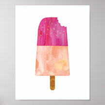 Vattenfärgsutskrift poster i Glass-popsicle